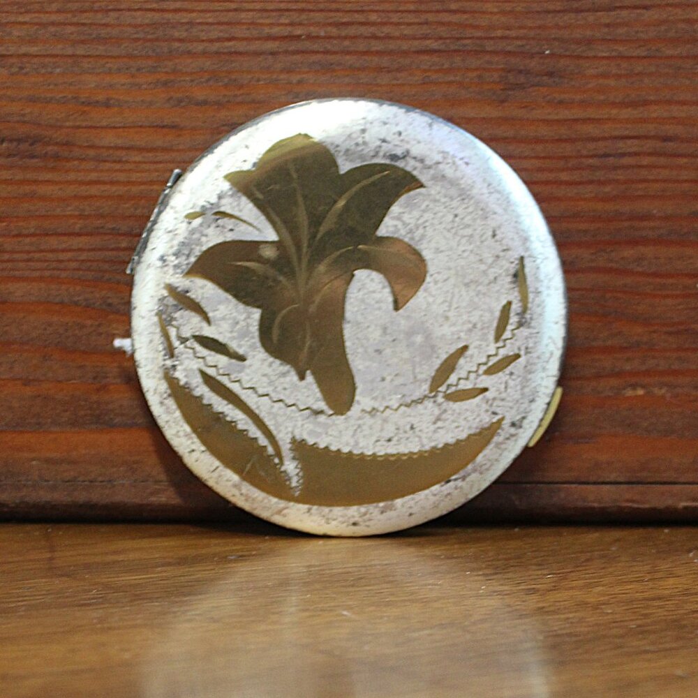 1930s Silver & Gold Tone Powder Compact With Mirror